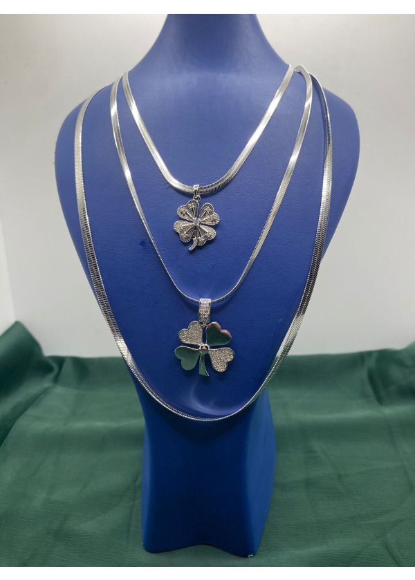 Gümüş Şans 3’lü Çelik Kolye Seti