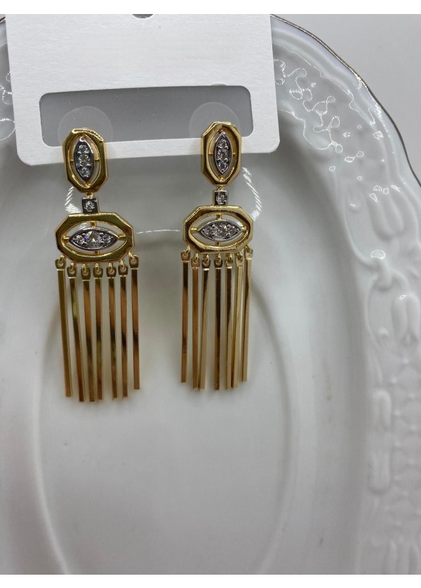 Altın Işıltı Sallantılı Küpe